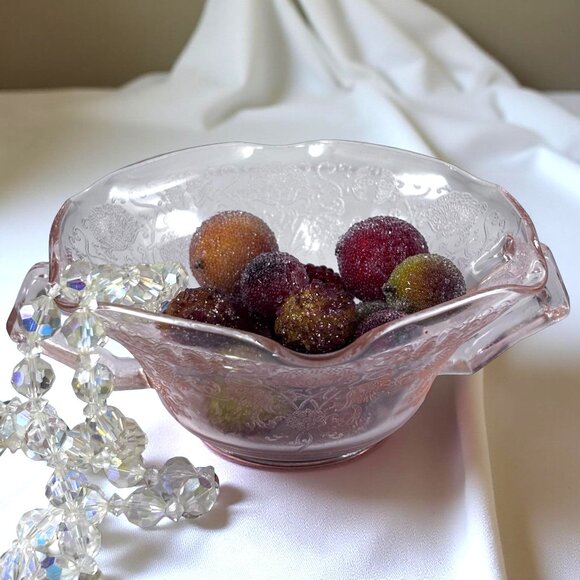 Pink Life Vintage Florentine No.1 Pink Depression Glass Bowl • Hazel-Atlas 1930s - Picture 3 of 8